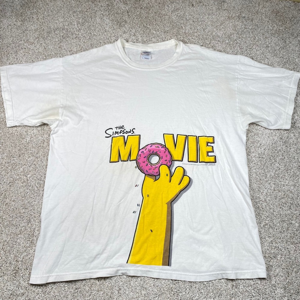 Vintage The Simpsons Movie Promo 2008‎ T-Shirt XL Mens Donut Graphic Cartoon Tee